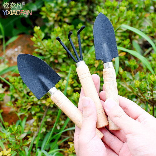 种花园艺盆栽迷你种植多肉植物挖土松土工具三件套小铲子铁铲花锄