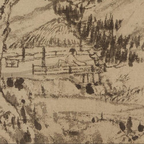 黄公望富春山居图原大 山水画临摹范本绢布 高清国画微喷成品卷轴