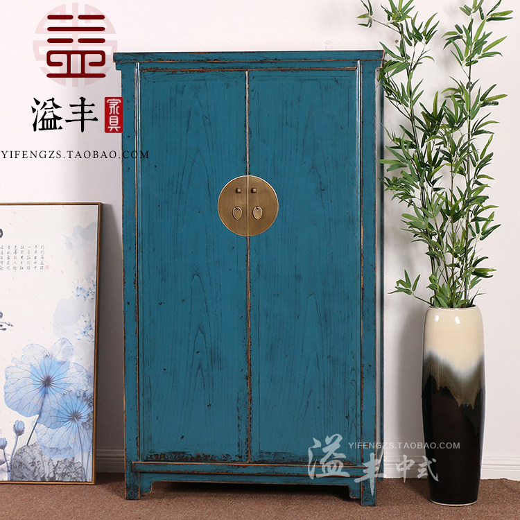 复古大容量鞋柜做旧实木衣柜新中式隔断玄关柜客厅收纳柜储物酒柜