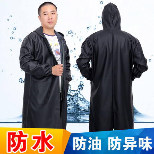 加大加肥劳罩衣保皮质pu秋冬季男士仿皮工作服加厚大褂防污防油