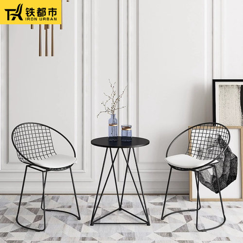 奶茶店桌椅组合北欧网红简约清新咖啡厅冷饮甜品店桌椅休闲小圆桌