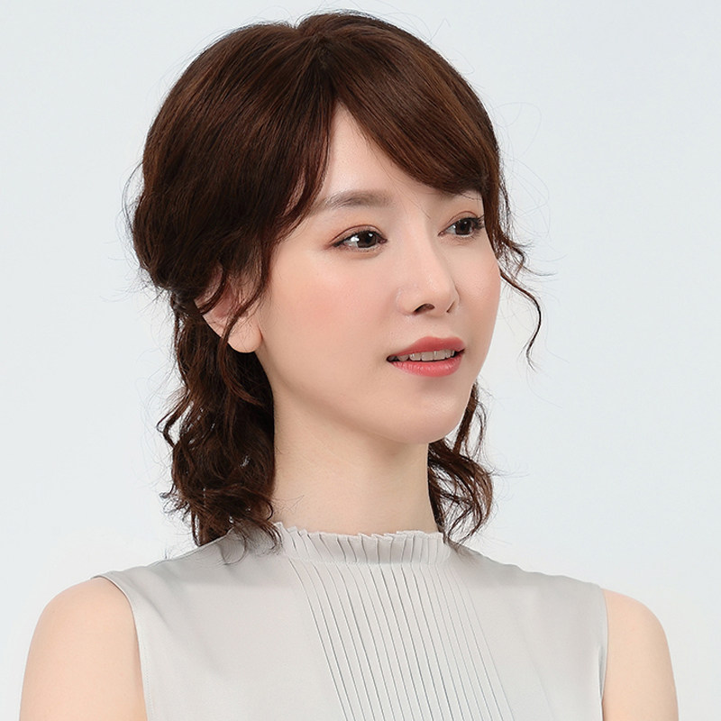 假发女中长发中老年妈妈中长卷发羊毛卷全头套式女士假发真发头套图片