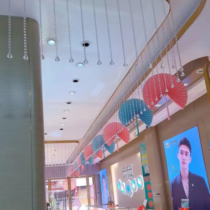 春天珠宝店氛围装饰扇吊顶部天花板开业吊饰空中周年商场布置挂饰
