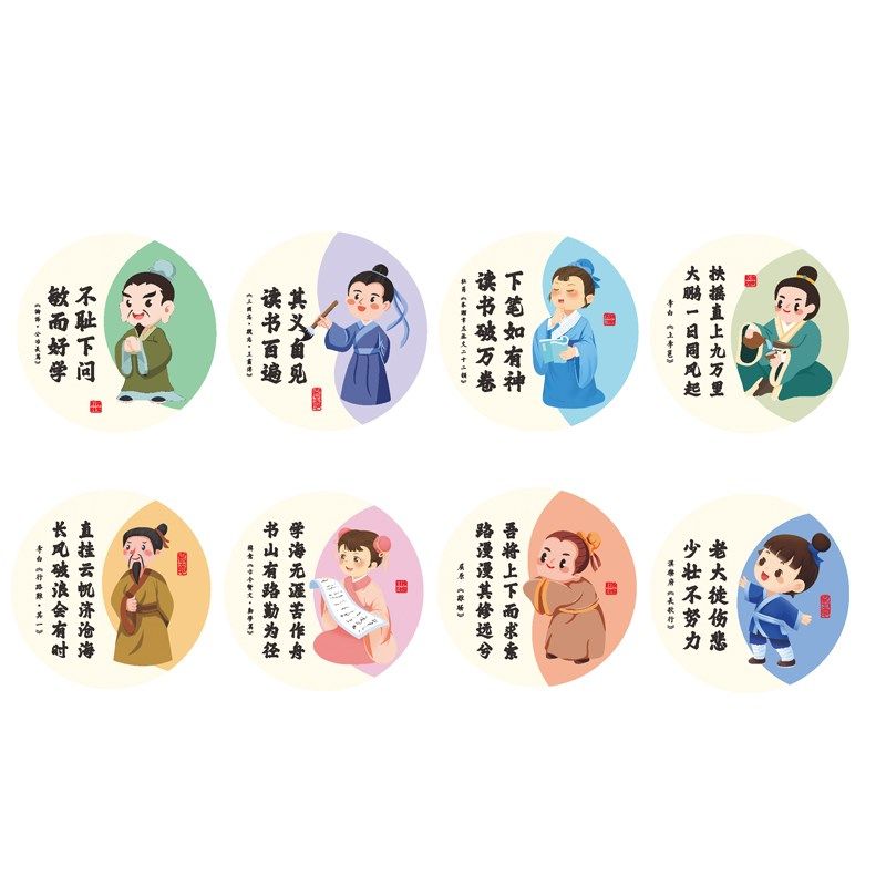 古诗词励志标语墙贴教室文化墙装饰班级布置卡通创意立体墙贴自粘