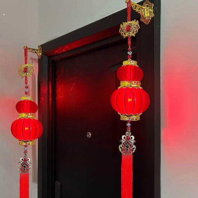 大红葫芦宝塔灯笼新年挂件楼房窗户入户门挂过年场景布置春节灯笼