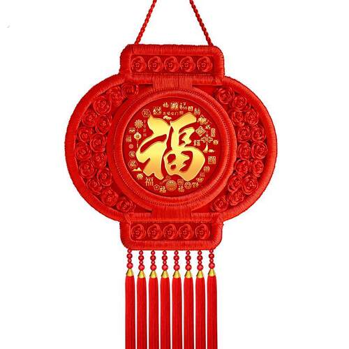 2026年新款中国结灯笼高档福字挂件过年装饰春节电视墙桃木挂饰