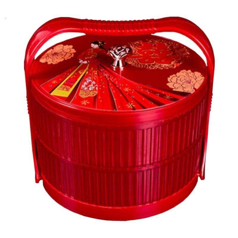 结婚手提食盒双层饺子盒红色婚庆分格果盒大号饭盒蓝子新娘陪嫁妆