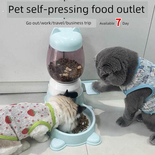猫咪手动喂食器猫碗自动喂食猫粮盆饮水一体猫食盆幼猫喝水碗用品