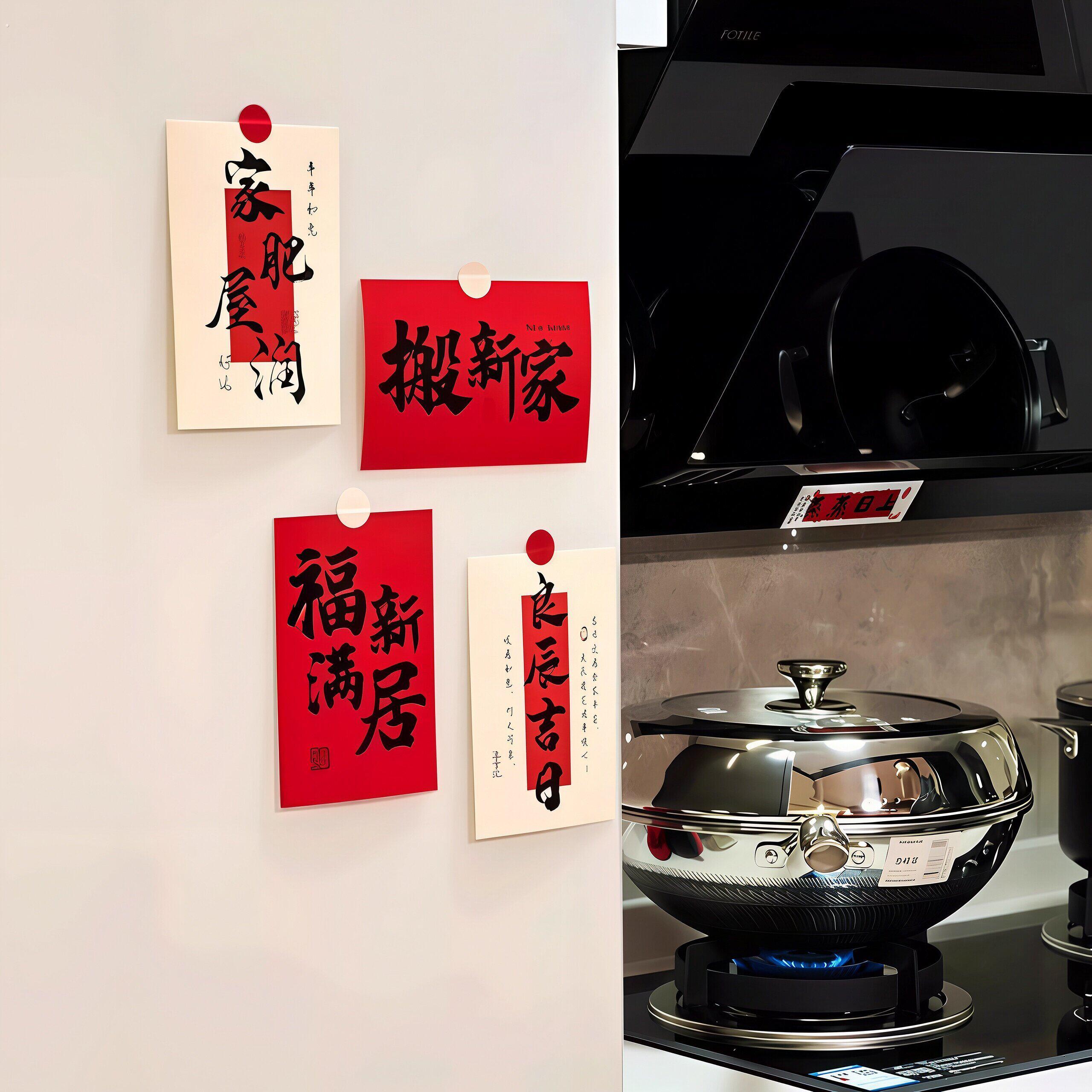 搬新家!乔迁布置墙贴厨房玻璃门贴饰乔迁新居布置装饰品入宅仪式
