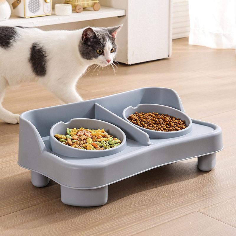 猫碗猫食盆宠物水碗饭盆狗碗喝水一体防打翻双碗自动喂食器吃饭