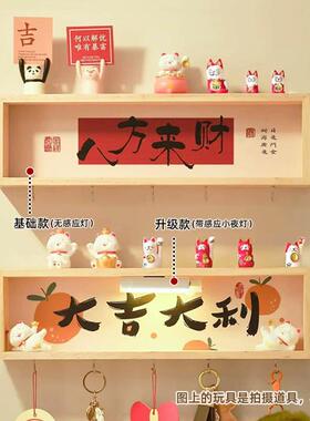 免打孔入户玄关门后钥匙墙上装饰收纳挂钩架壁挂式置物收纳感应灯