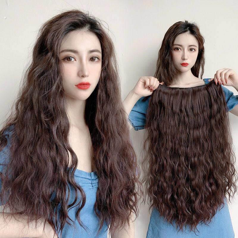 全真发羊毛卷水波纹假发女卷发大波浪直发自然一片式假发片