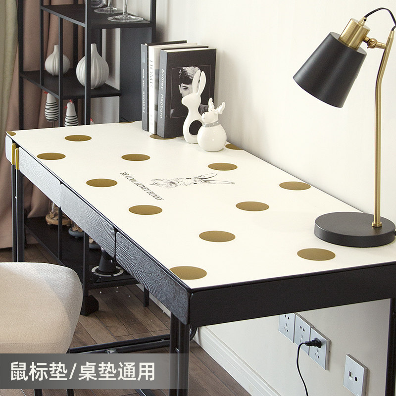 【鼠标垫/书桌垫通用款】简约波点兔子家用防水电脑办公写字桌垫