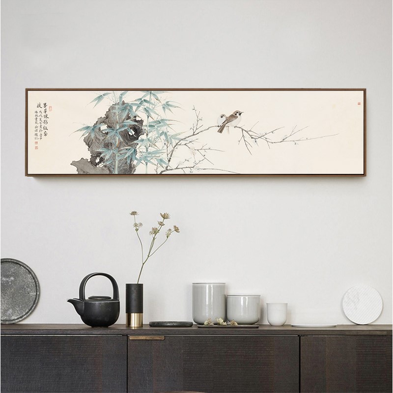 新中式客厅装饰画山水画国画禅意挂画沙发背景墙壁画茶室横幅餐厅