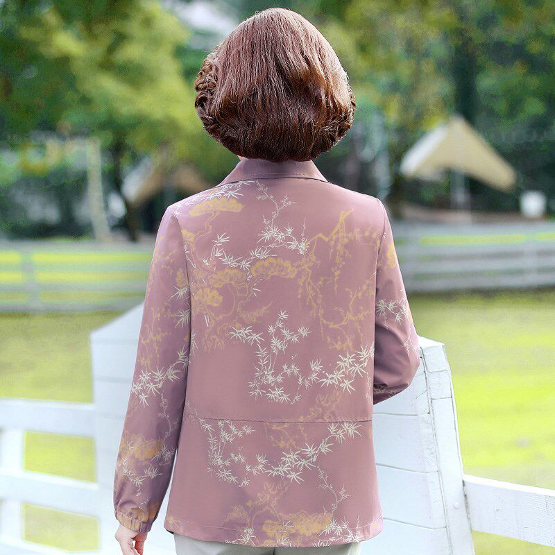 中年妈妈秋装休闲夹克外套短款风衣中老年女春秋薄款上衣2024新款
