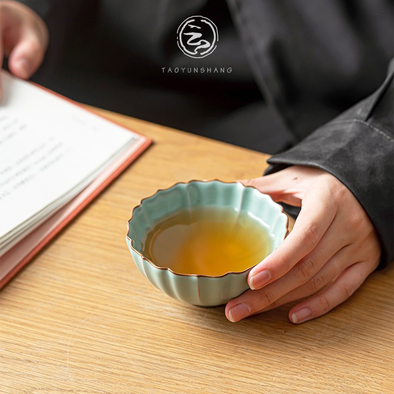 厚湖窑汝窑茶杯开片主人杯个人单杯陶瓷品茗杯功夫茶具茶碗盏礼盒