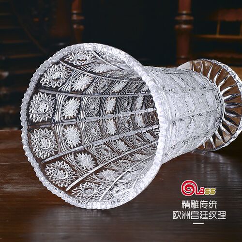 水晶玻璃花瓶大号北欧宫廷风透明客厅插花花器富贵竹瓶子装饰摆件