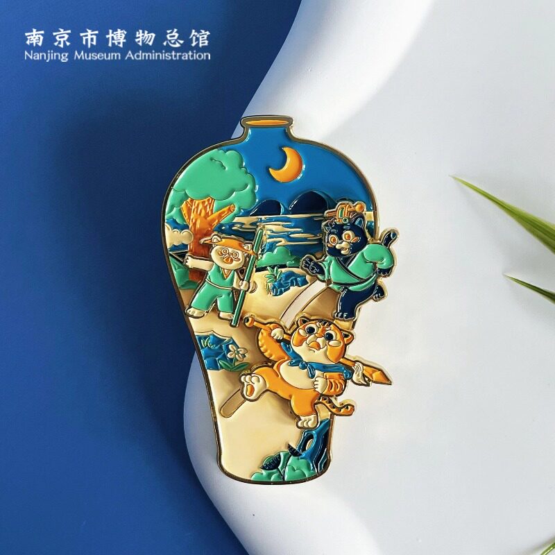 南京博物馆文创冰箱贴萧何月下追韩信梅瓶滑动互动萌系可爱国风礼