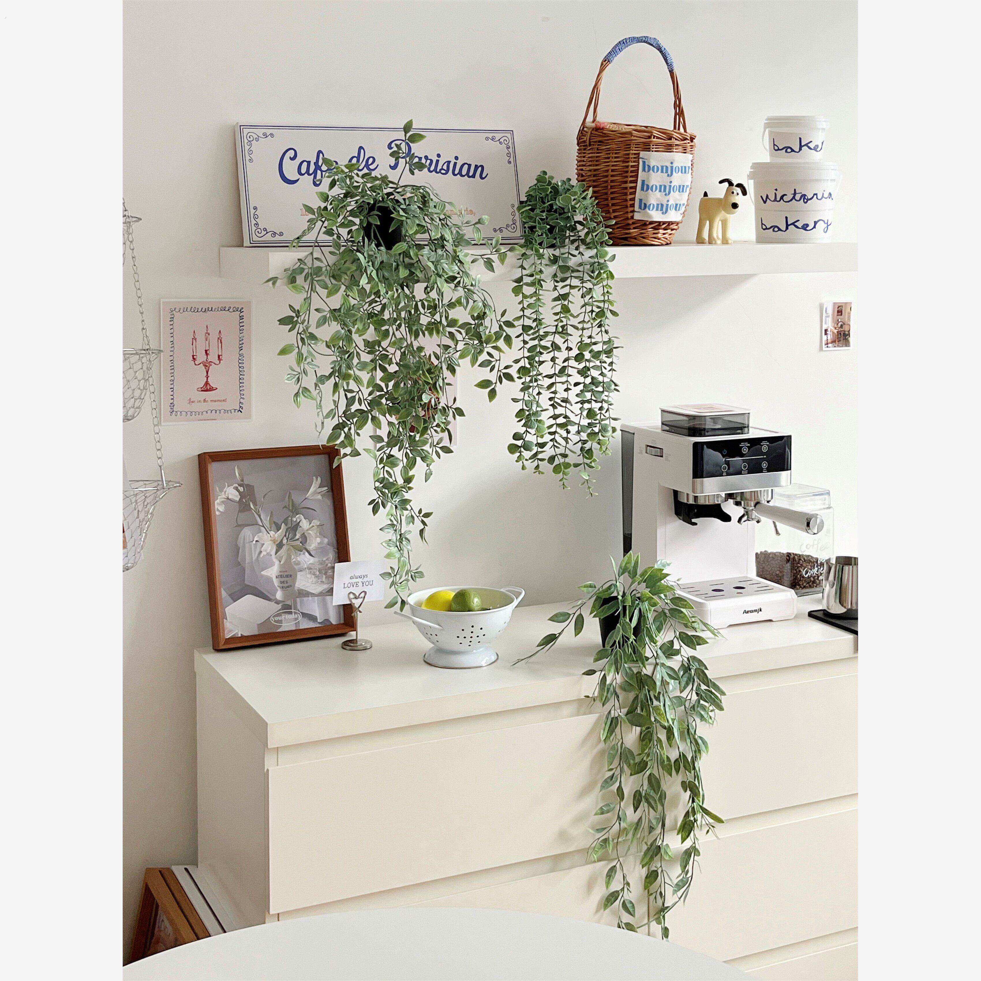 模拟悬挂植物盆栽冰箱空调柜顶部绿色植物藤蔓装饰书房架子软陈设