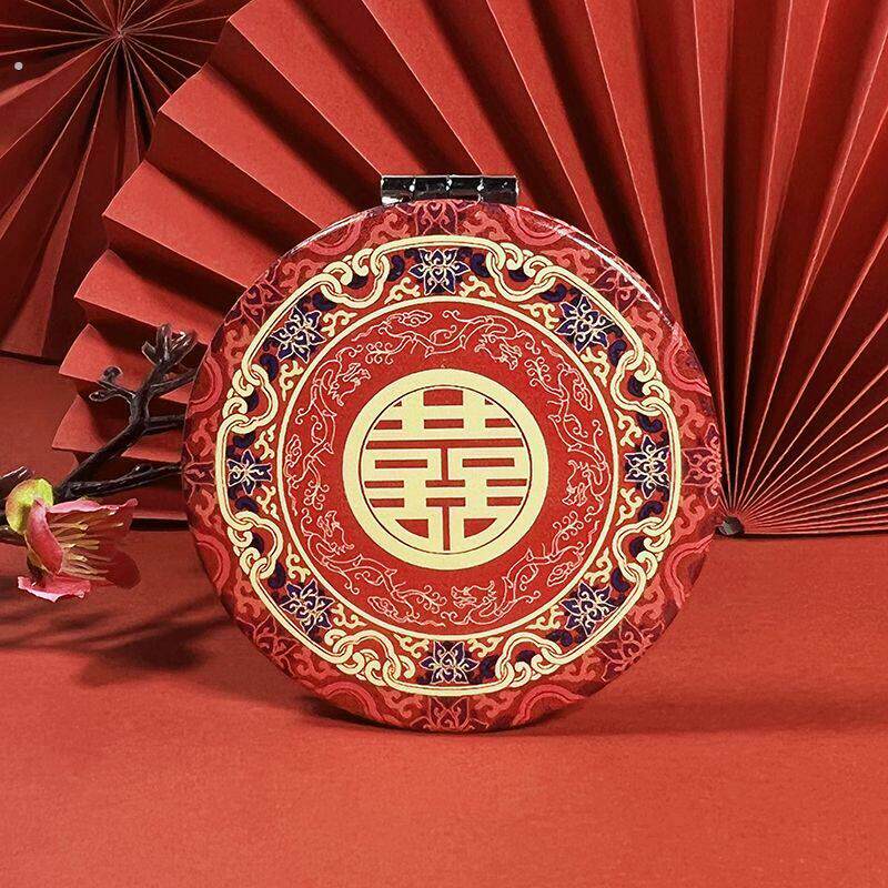 镜子结婚一对结婚镜子折叠红色手持镜小镜子随身带小号结婚红色