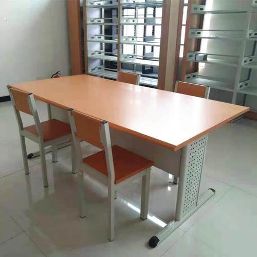 学校阅览桌图书馆桌椅书店阅览室钢木长条专用阅读培训桌课桌椅子
