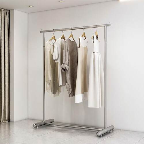 服装展架示架不锈JB-21024钢拉丝银色店落地式挂衣杆女装童陈列货