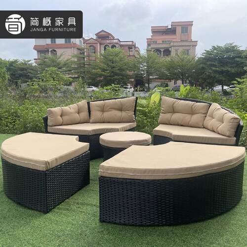 户外家滩具庭院927写楼会字客区销售中心圆形沙发泳室外藤椅沙池