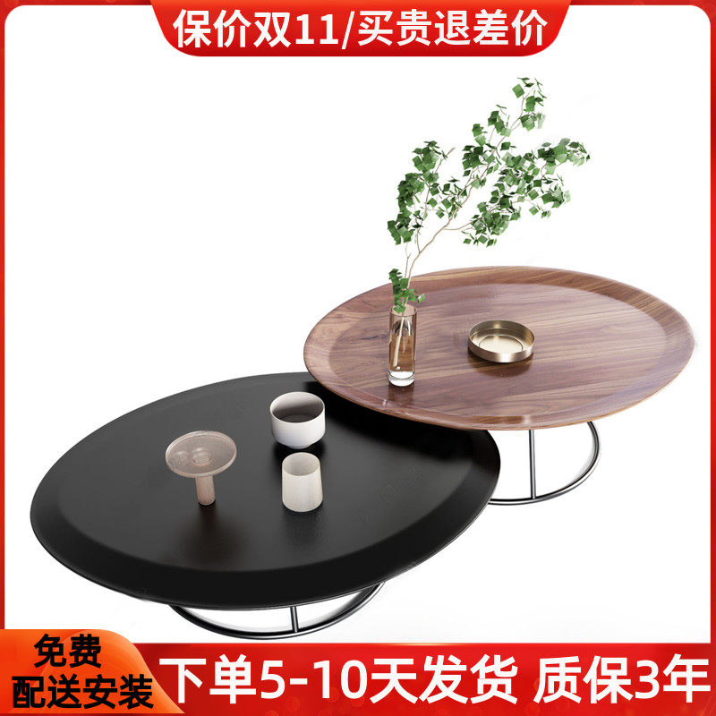 意式轻奢茶几黑橡木创意客厅咖啡几桌简约铁艺沙发边几角几定制