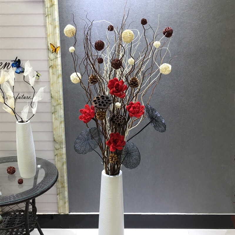 干树枝干花装饰落地 玄关隔断橱窗龙柳 干枝装饰花天然假花摆件