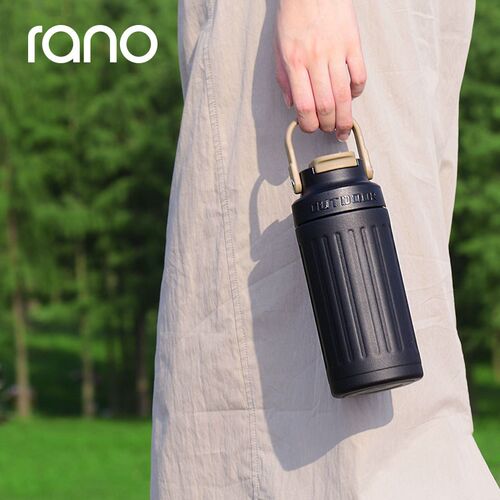 rano乐序罗马柱保温杯大容量水杯女生吸管杯户外手拎不锈钢手提杯