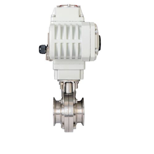 电动蝶阀门220v4快装接D981XF耐特卫生级卡箍式食品饮料放料卡盘