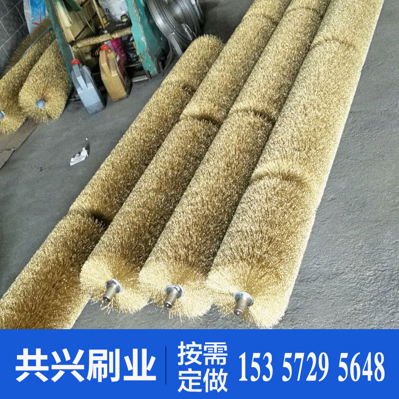 工业用钢丝毛刷辊不锈钢丝镀铜弹簧刷沙机辊除锈抛光钢丝刷辊拉丝