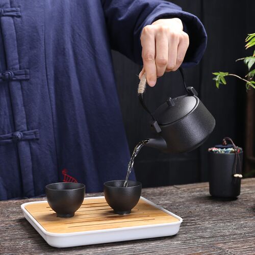 黑陶提梁壶仿古防烫手提壶茶壶公道杯日式陶瓷家用功夫茶具茶壶