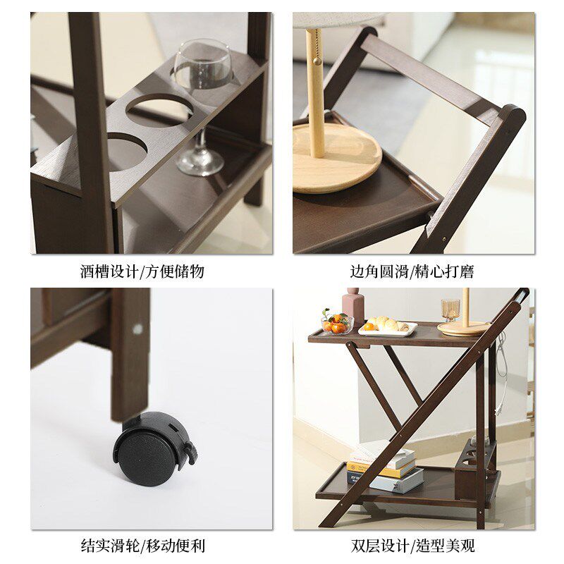 实木餐车小推车移动茶水送餐车餐厅家用厨房手推车收纳餐具置物架