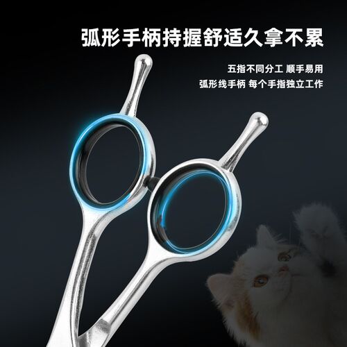 圆头安全仿刮伤宠物美容剪刀猫狗狗剪毛专用直剪牙剪弯剪工具套装