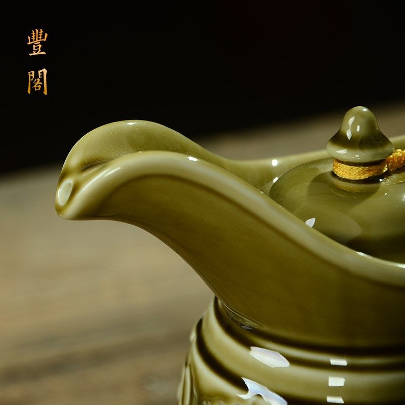 酒壶一斤装仿古代三足鼎力爵壶爵杯分白酒瓶家用中式酒具套装陶瓷