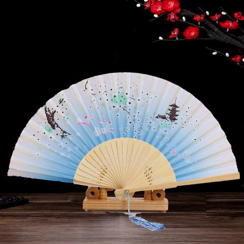 扇子中国风古风随身可携式摺扇夏季樱花古风古典舞蹈学生摺叠小竹