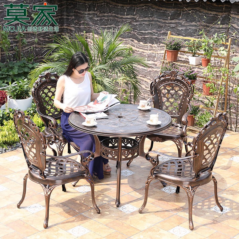 莫家欧式桌椅家具三五件套室内茶几组合户外休闲花园庭院铸铝桌椅