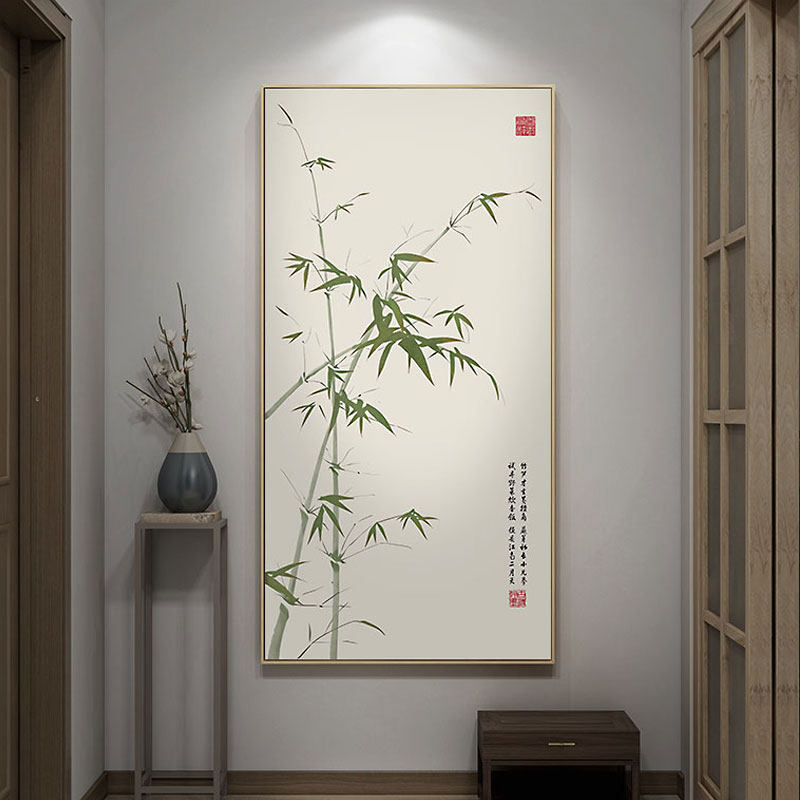 新中式玄关装饰画竖版国潮画走廊墙画过道壁画客厅梅兰菊竹子挂画