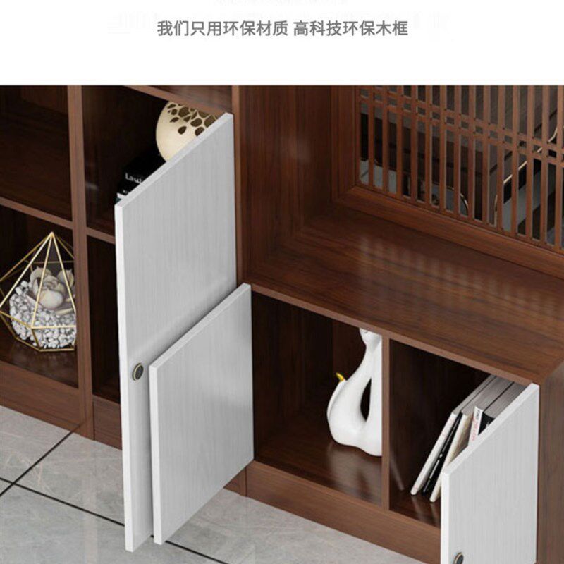 新中式家用屏风门口带换鞋凳一体入户玄关柜客厅间厅柜沙发隔断柜