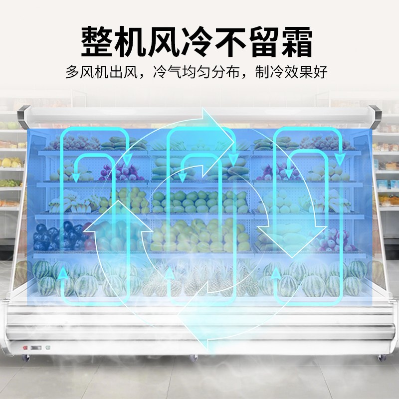 嵩傲风幕柜水果蔬菜保鲜柜商用超市牛奶生鲜饮料风冷藏展示柜定制