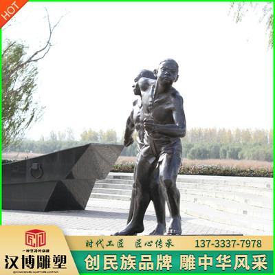 户外铸铜拉纤人物雕塑铜雕民俗民风纤夫雕像玻璃钢仿铜人像定制做