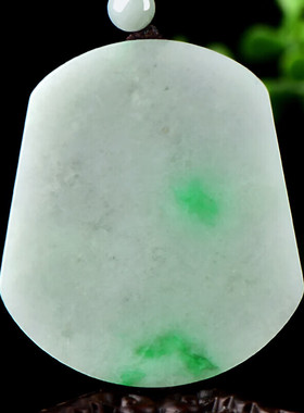 可玉可求天然缅甸翡翠A货飘绿花吊坠带证 K2236