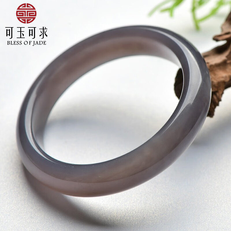 可玉可求 天然和田玉手镯女款冰青白玉