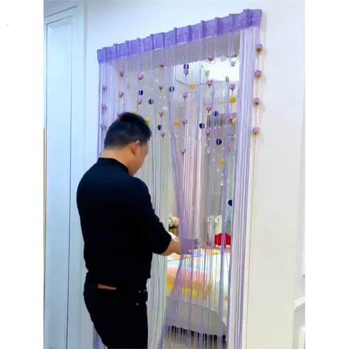 家用玫瑰线门帘客厅卧室门帘加密门帘隔断屏风婚礼流苏门帘