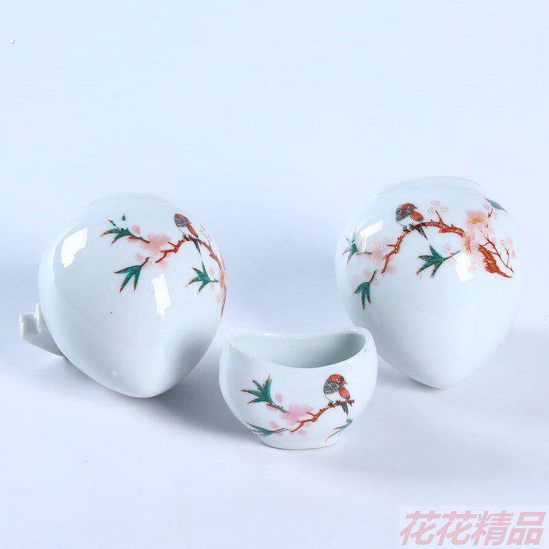 新款画眉陶瓷鸟食杯绣眼鸡心杯月牙杯四喜黄鹂鸟笼鸡心杯食盒配件