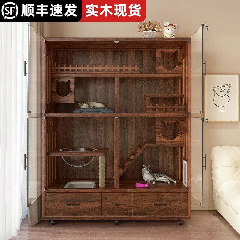 猫别墅实木猫笼子家用室内猫窝猫屋超大自由空间猫咪房子猫房猫屋