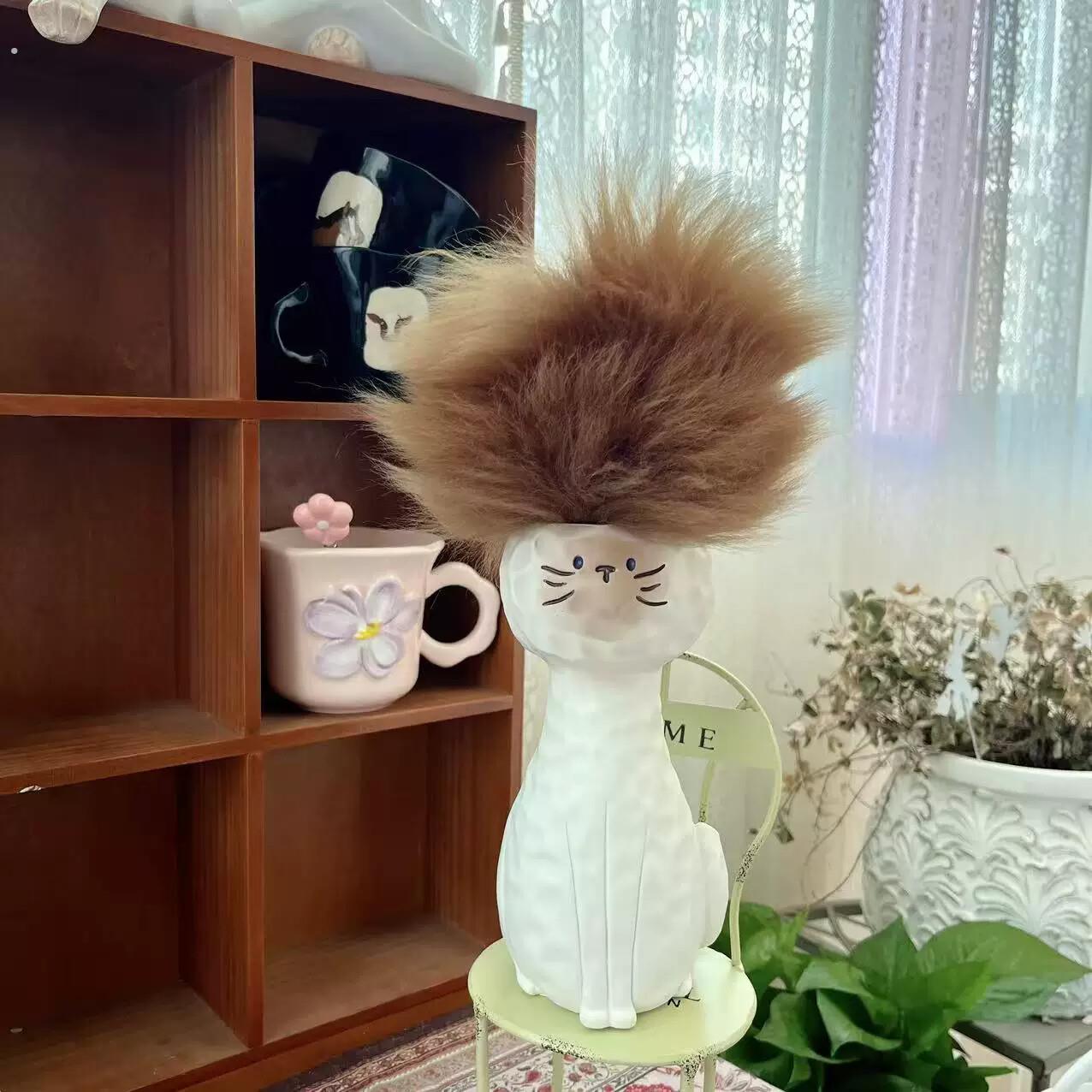 创意猫咪收纳桶+羊毛除尘掸 多功能收纳桶 家用清洁掸子