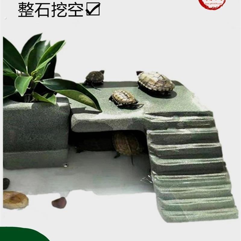 乌龟晒台爬台石头躲避洞爬梯爬坡别墅晒背台龟缸造景水族箱图片