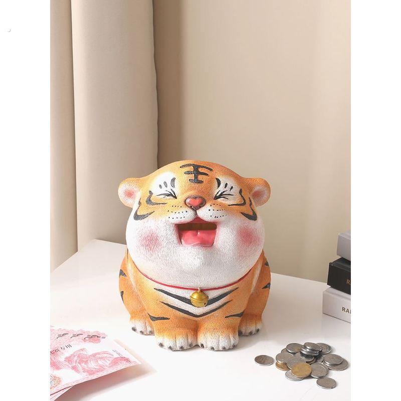 网红生肖老虎摆件大容量存钱罐只进不出礼物吉祥物创意工艺装饰品